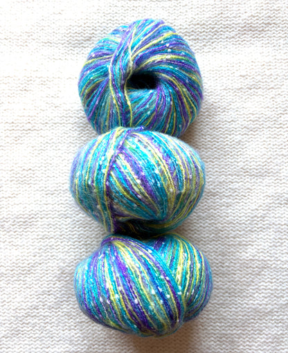 3 balls x 50g Mohair Blend yarn : Mohair + Polyamide + Acrylic : Blue Purple