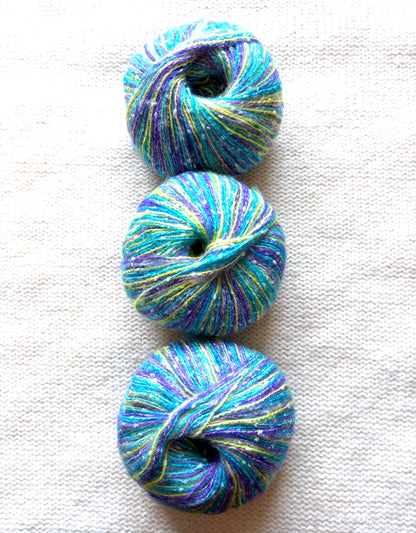 3 balls x 50g Mohair Blend yarn : Mohair + Polyamide + Acrylic : Blue Purple