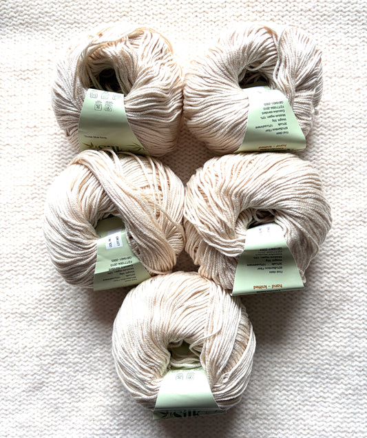 5 balls x 50g Cashmere Silk yarn : Cashmere + Silk + Bamboo fiber : 03 Cream