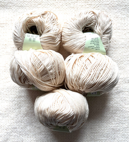 5 balls x 50g Cashmere Silk yarn : Cashmere + Silk + Bamboo fiber : 03 Cream