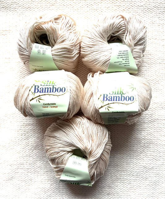 5 balls x 50g Cashmere Silk yarn : Cashmere + Silk + Bamboo fiber : 03 Cream