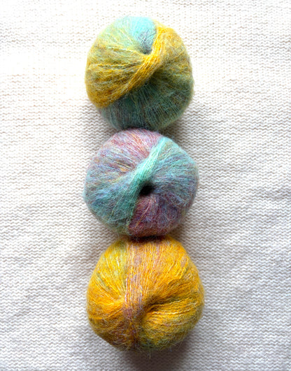 3 balls x 50g Gradient Mohair yarn : Mohair + Wool + Acrylic : 05 Pastel Sunrise