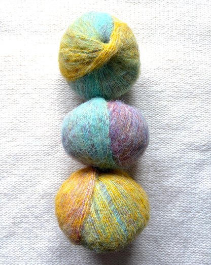 3 balls x 50g Gradient Mohair yarn : Mohair + Wool + Acrylic : 05 Pastel Sunrise