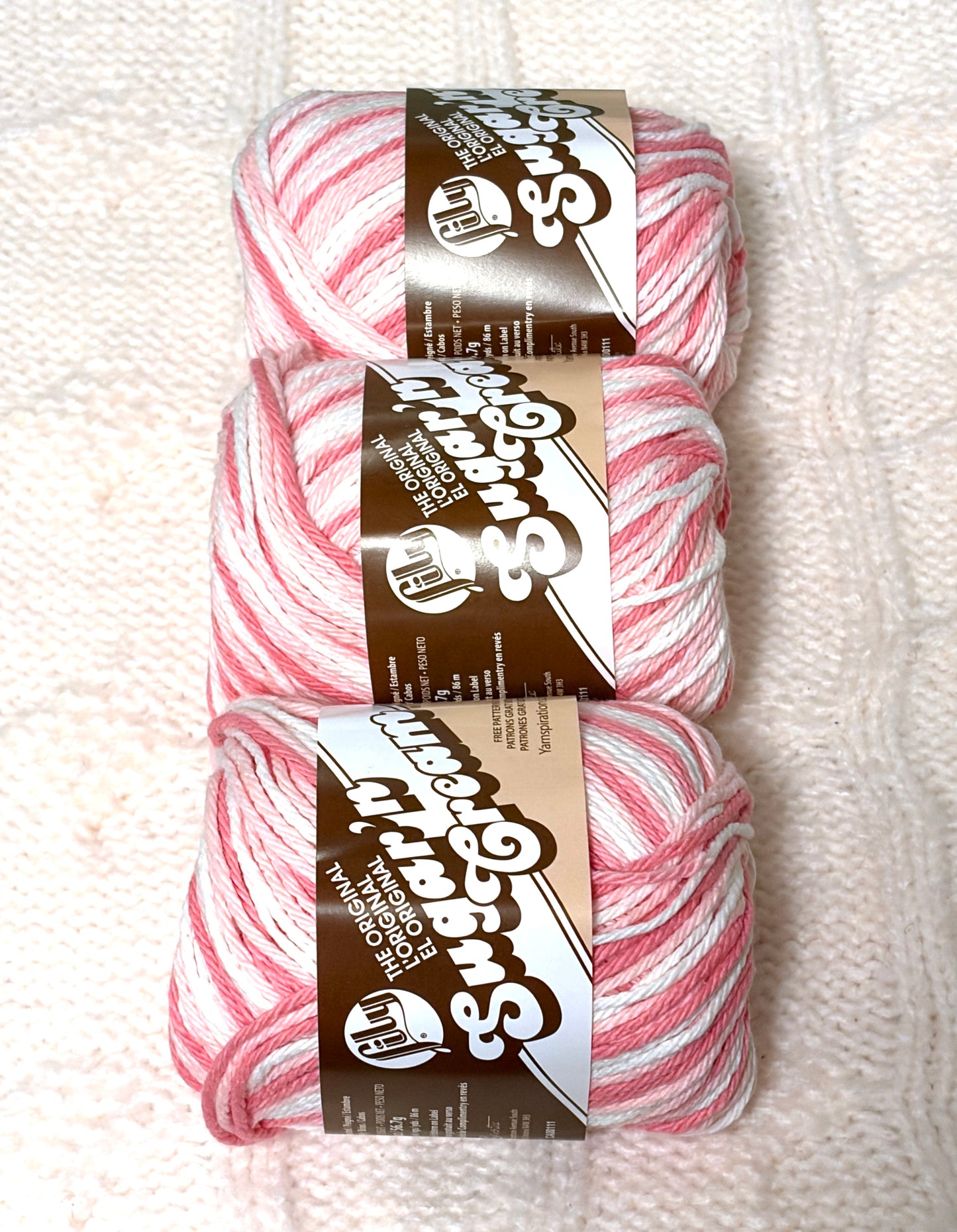 56.7g Lily Sugar 'n Cream Ombre Yarn - Strawberry : 100% Cotton
