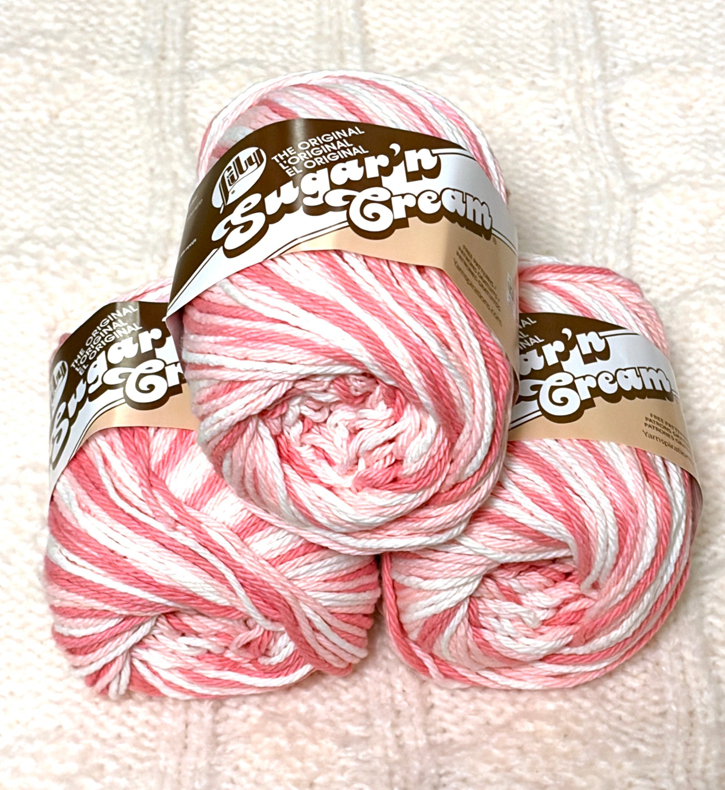56.7g Lily Sugar 'n Cream Ombre Yarn - Strawberry : 100% Cotton