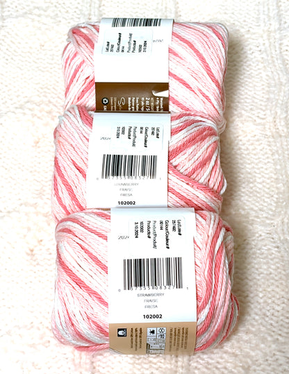 56.7g Lily Sugar 'n Cream Ombre Yarn - Strawberry : 100% Cotton