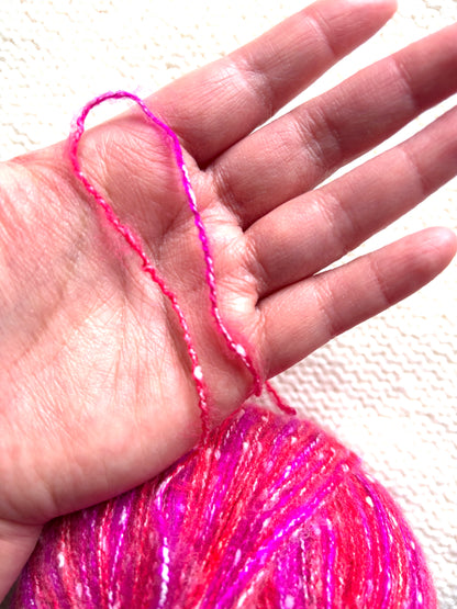 3 balls x 50g Mohair Blend yarn : Mohair + Polyamide + Acrylic : 23 Pink Red