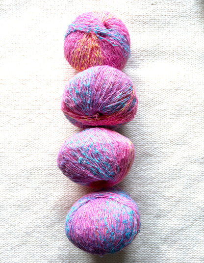 4 balls x 50g Mohair Wool Blend Yarn : 02 Peach