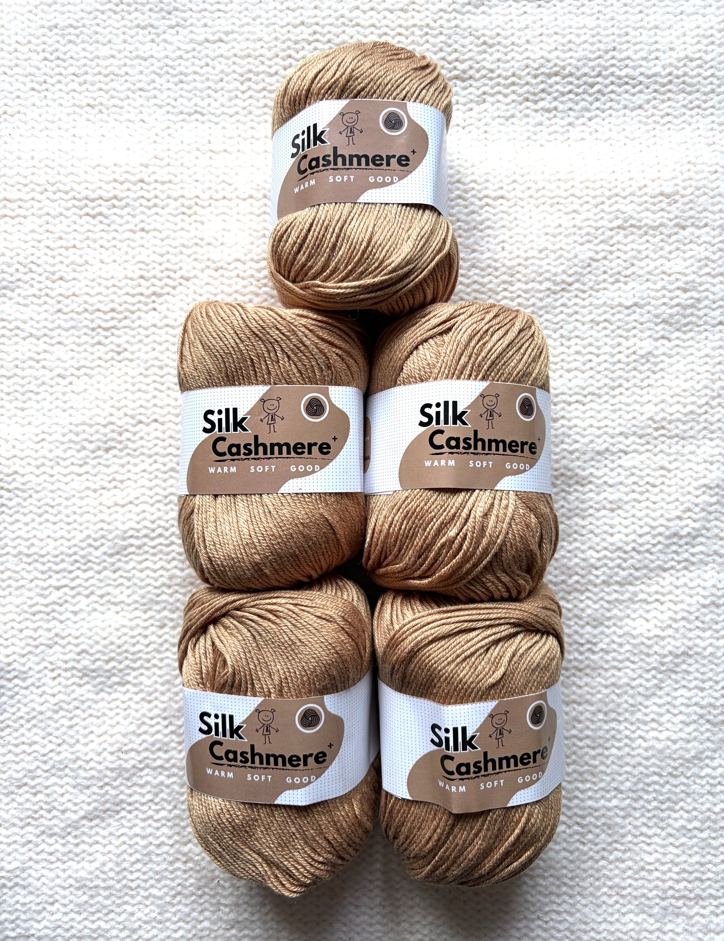 5 balls x 50g Cashmere Silk yarn : 60% Cashmere + 40% Silk : 58 Caramel