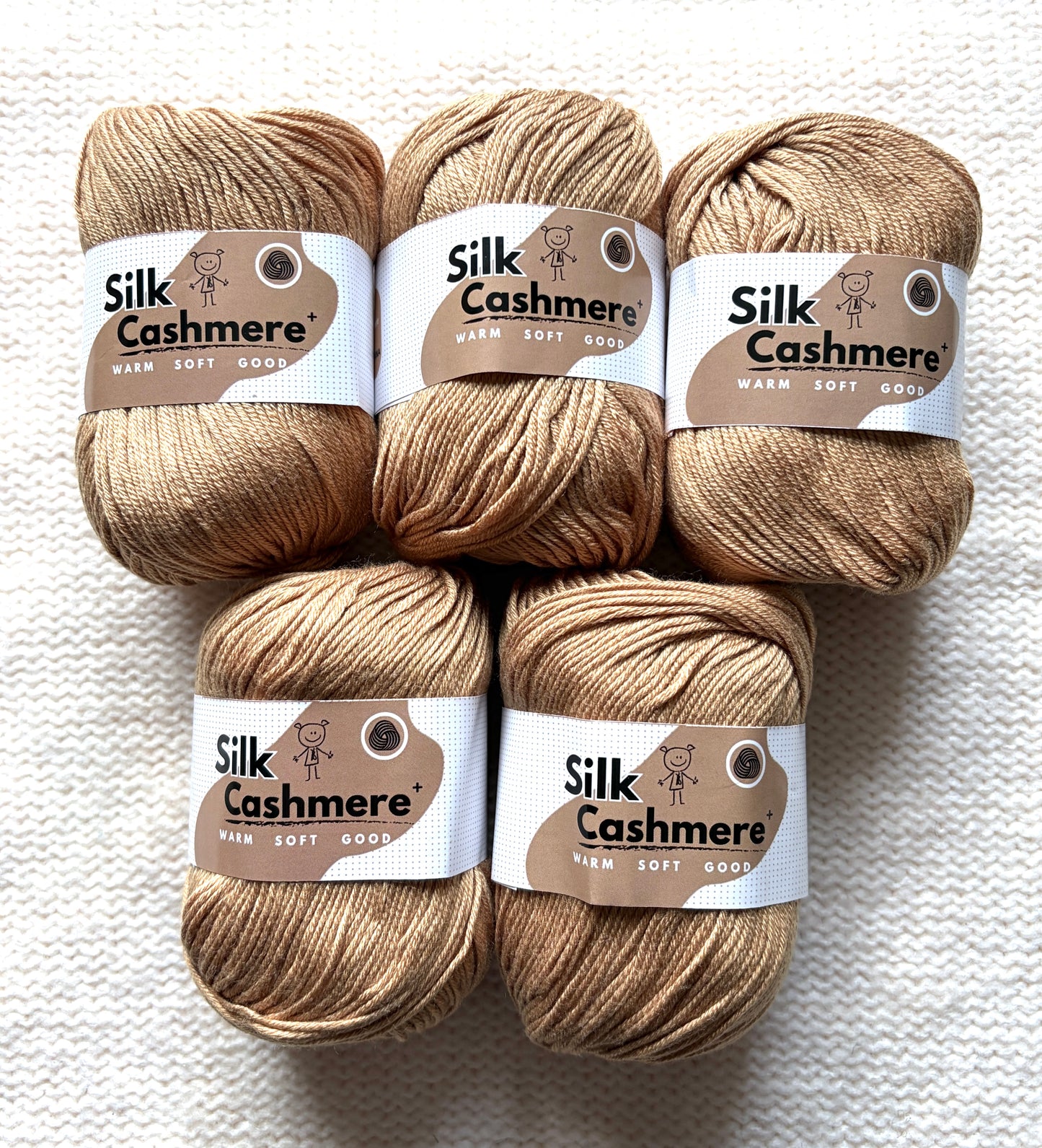 5 balls x 50g Cashmere Silk yarn : 60% Cashmere + 40% Silk : 58 Caramel