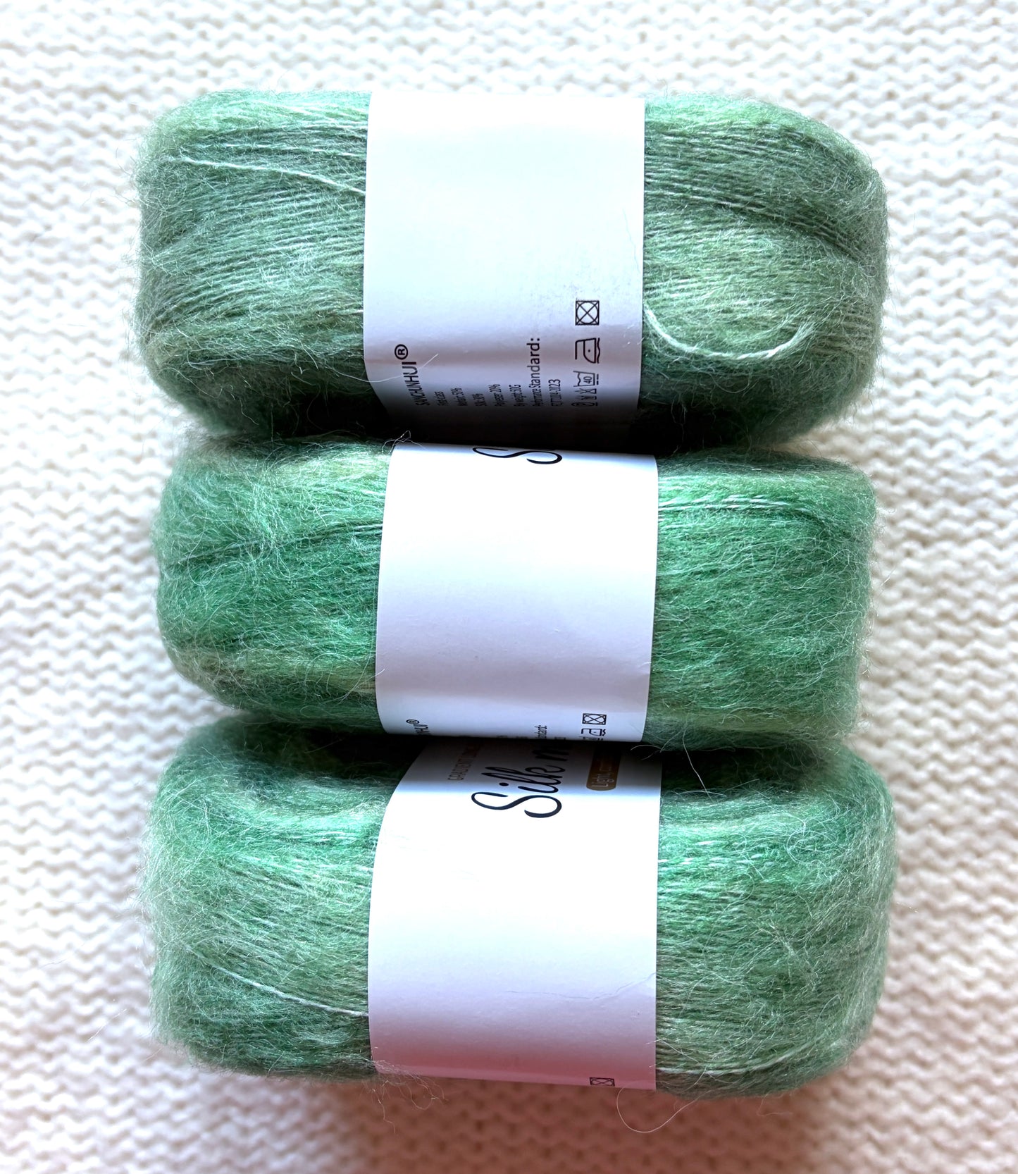 3 cakes x 50g Gradient Mohair Silk Yarn : Mohair + Silk+ Polyester : 05 Green