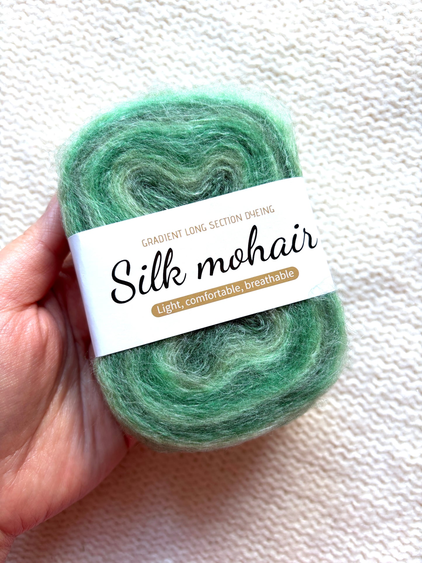 3 cakes x 50g Gradient Mohair Silk Yarn : Mohair + Silk+ Polyester : 05 Green