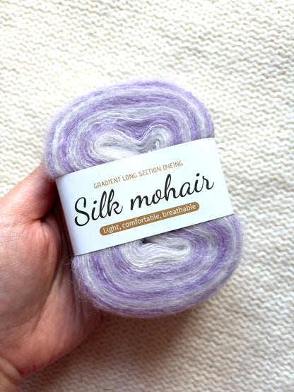 3 cakes x 50g Gradient Mohair Silk Yarn : Mohair + Silk+ Polyester : 02 Purple