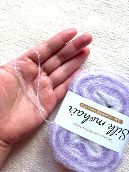 3 cakes x 50g Gradient Mohair Silk Yarn : Mohair + Silk+ Polyester : 02 Purple