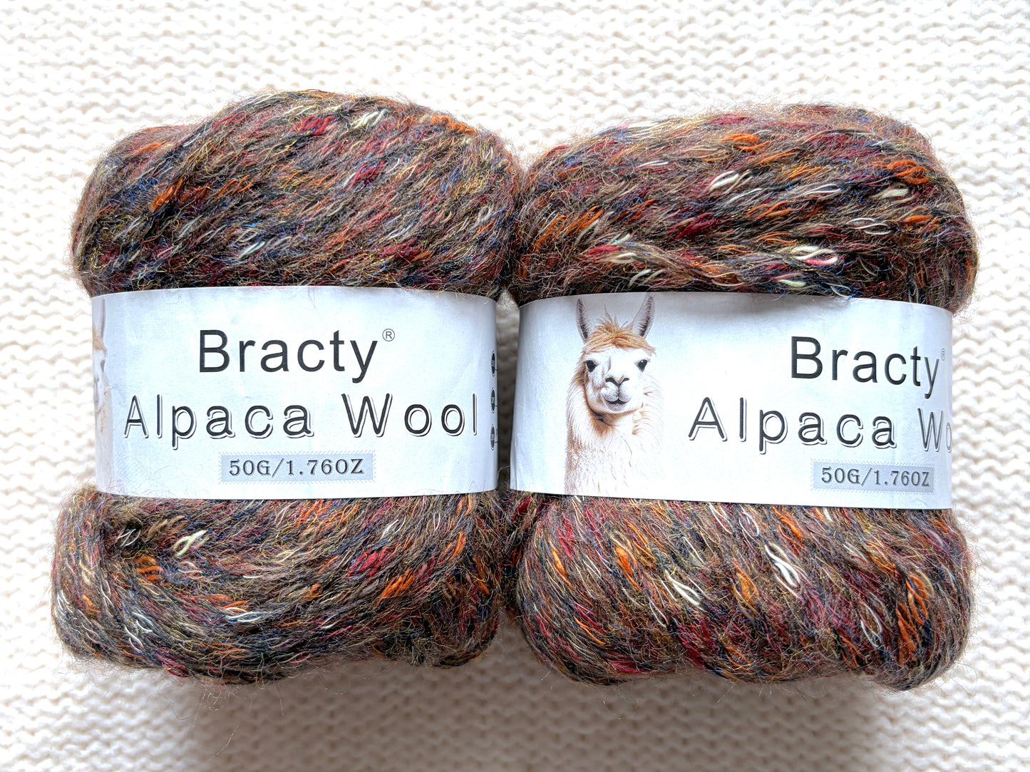 2 balls x 50g Alpaca Blend Multicolour yarn : 50% Alpaca + Acrylic + Polyester