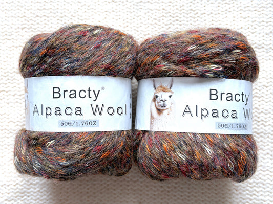 2 balls x 50g Alpaca Blend Multicolour yarn : 50% Alpaca + Acrylic + Polyester