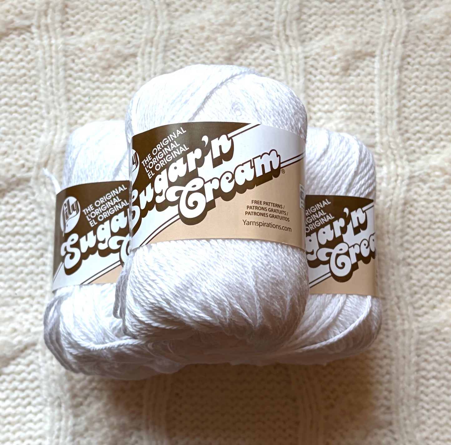 70.9g Lily Sugar 'n Cream The Original Yarn - White : 100% Cotton