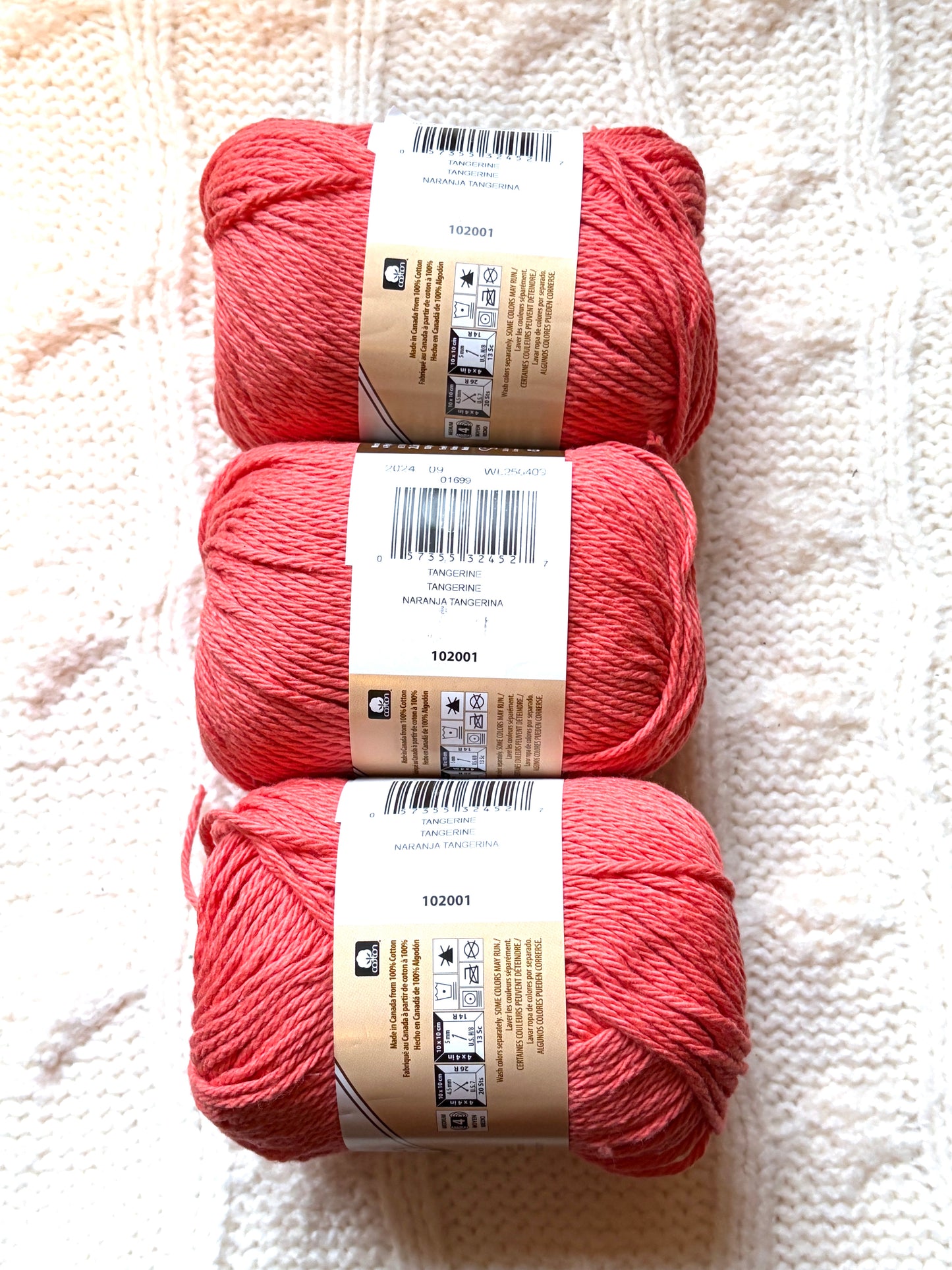 70.9g Lily Sugar 'n Cream The Original Yarn - Tangerine : 100% Cotton