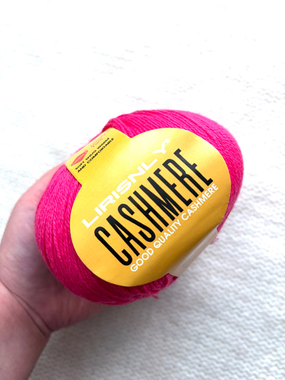 4 balls x 50g Cashmere yarn : 95% Cashmere + 5% Acrylic : 15 Bright Pink
