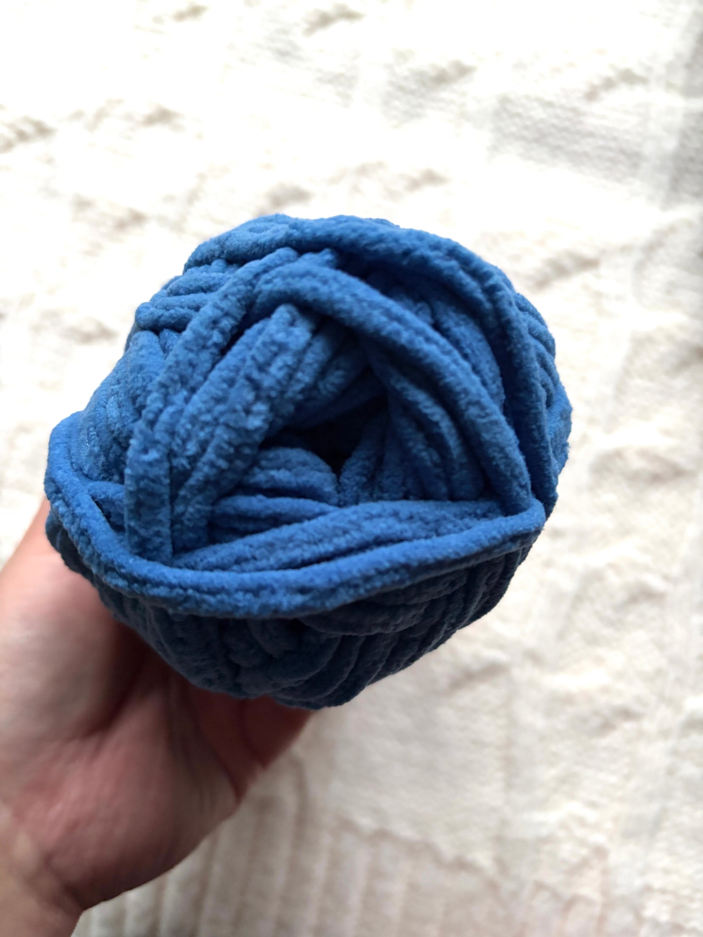 2 balls x 100g Hello Love Chenille Yarn Super Bulky Polyester - Dolphin Blue