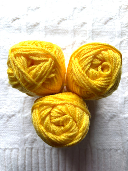 3 balls x 75g Hello Aran Yarn 100% Acrylic - Bright Yellow
