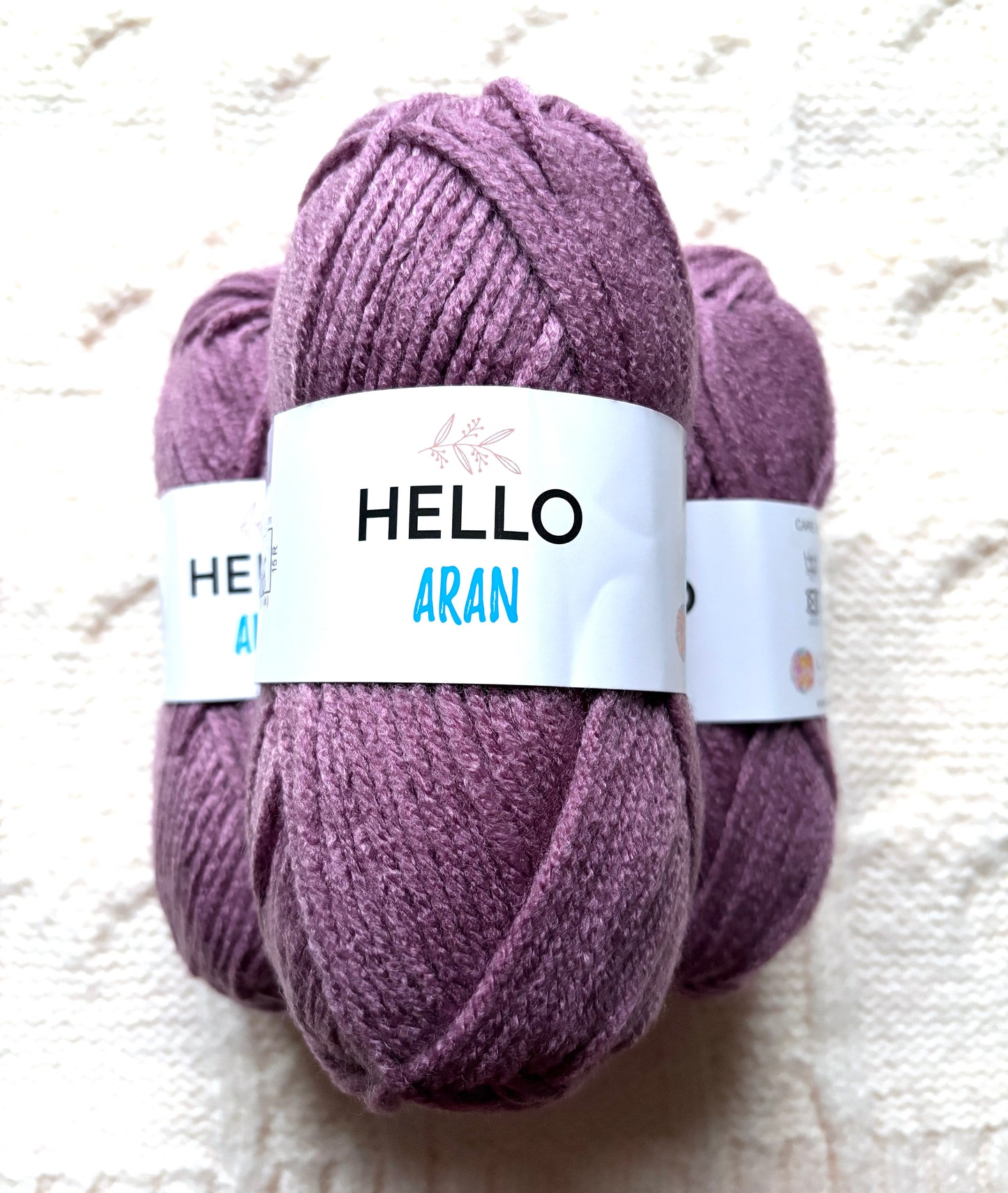3 balls x 75g Hello Aran Yarn 100% Acrylic - Orchid