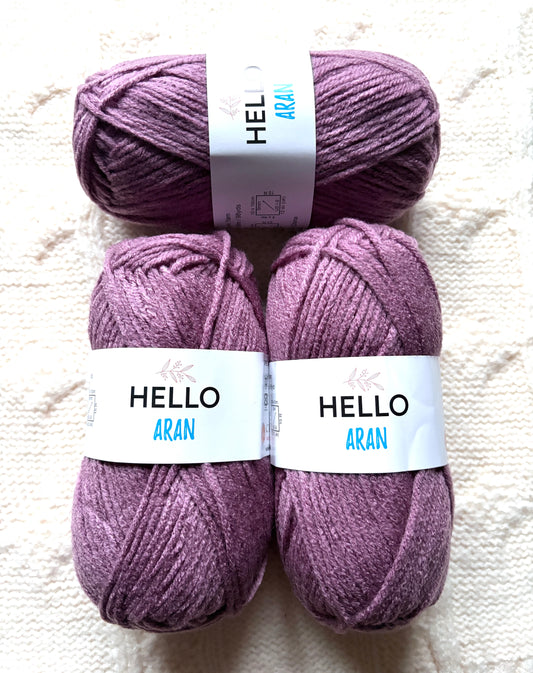 3 balls x 75g Hello Aran Yarn 100% Acrylic - Orchid