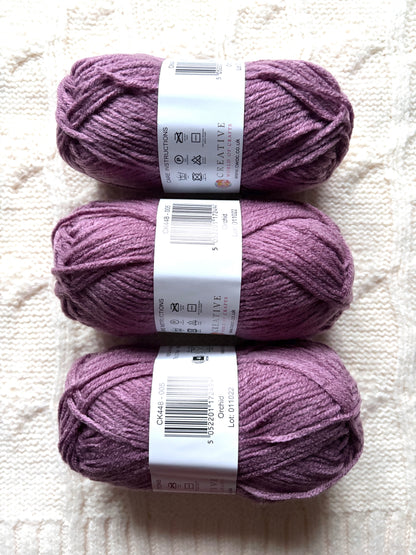 3 balls x 75g Hello Aran Yarn 100% Acrylic - Orchid
