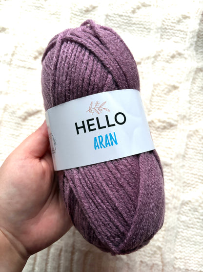 3 balls x 75g Hello Aran Yarn 100% Acrylic - Orchid