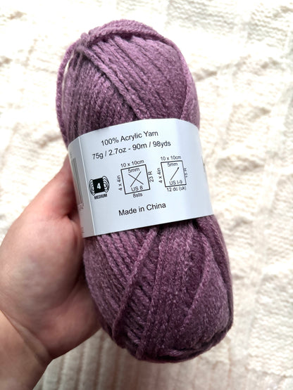 3 balls x 75g Hello Aran Yarn 100% Acrylic - Orchid