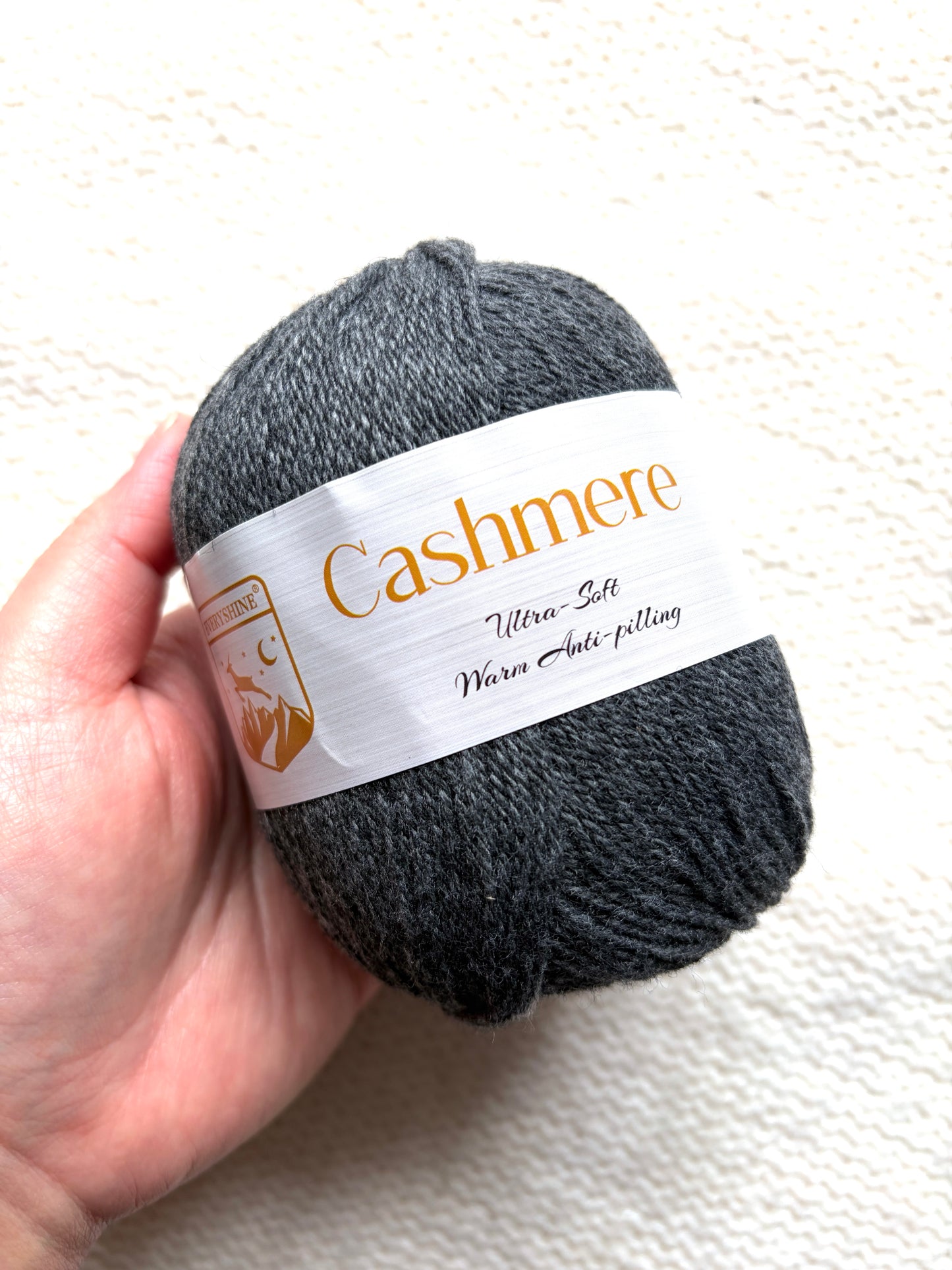 3 balls x 50g Cashmere Ultra Soft Yarn : 80% Cashmere : 25 Charcoal