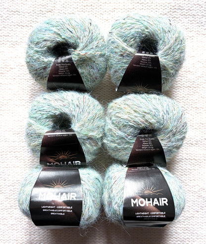 6 balls x 25g Alpaca Mohair yarn : Mohair + Alpaca + Polyester : 14 Vanilla Mint