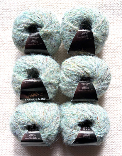 6 balls x 25g Alpaca Mohair yarn : Mohair + Alpaca + Polyester : 14 Vanilla Mint