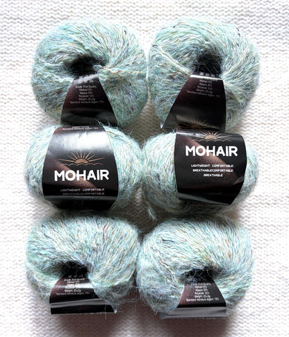 6 balls x 25g Alpaca Mohair yarn : Mohair + Alpaca + Polyester : 14 Vanilla Mint