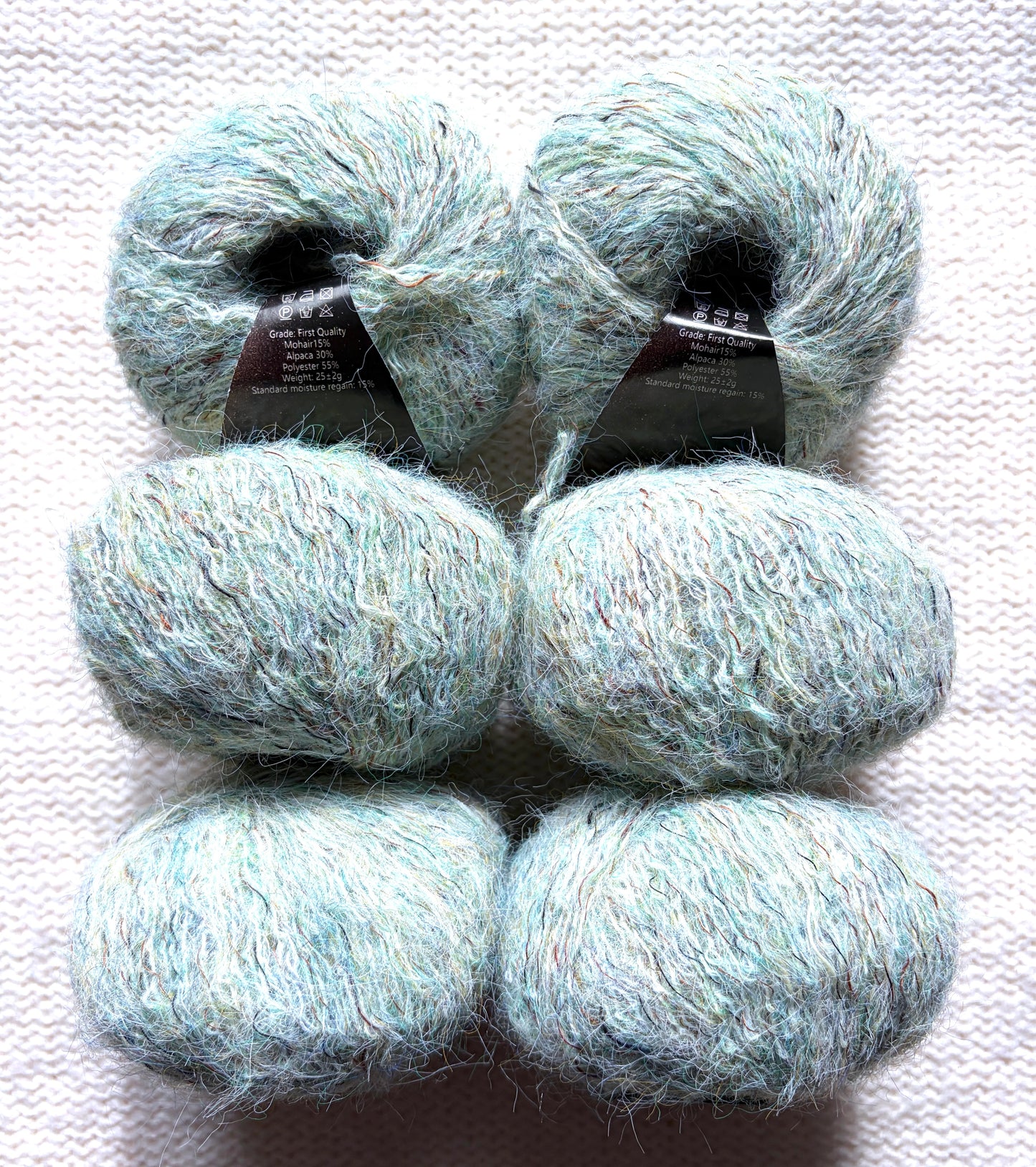 6 balls x 25g Alpaca Mohair yarn : Mohair + Alpaca + Polyester : 14 Vanilla Mint