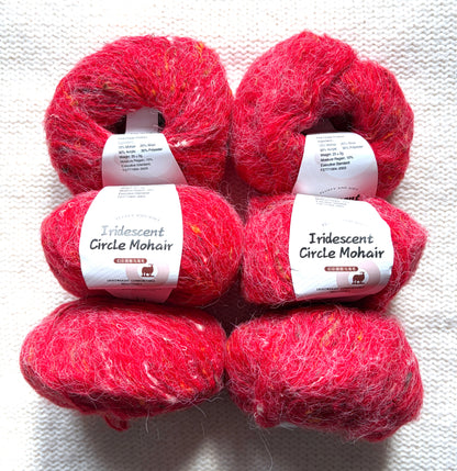 6 balls x 25g Mohair Wool yarn : Mohair + Wool + Acrylic + Polyester : 07 Bright Red
