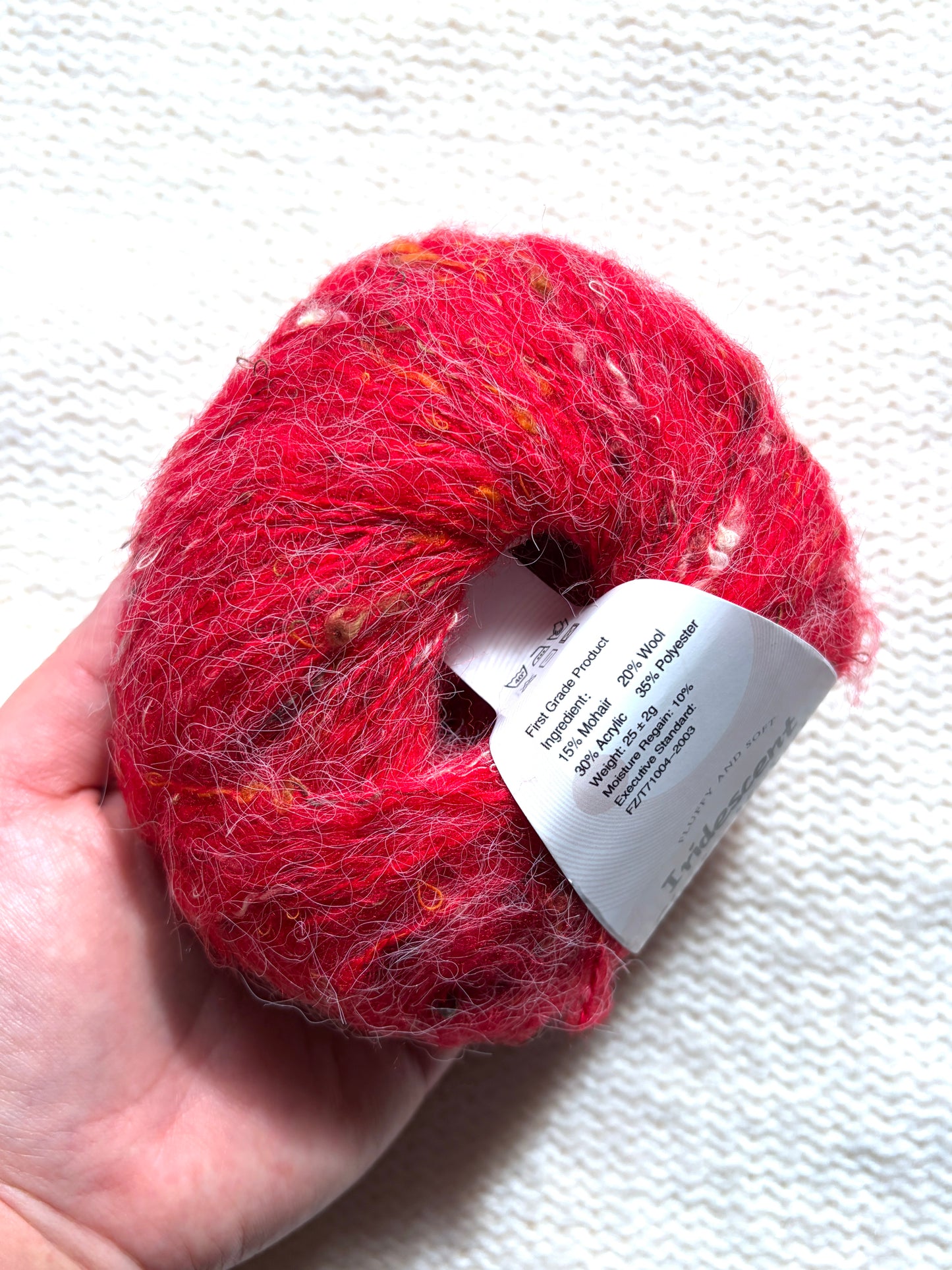 6 balls x 25g Mohair Wool yarn : Mohair + Wool + Acrylic + Polyester : 07 Bright Red