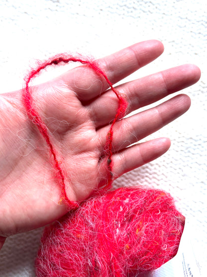 6 balls x 25g Mohair Wool yarn : Mohair + Wool + Acrylic + Polyester : 07 Bright Red