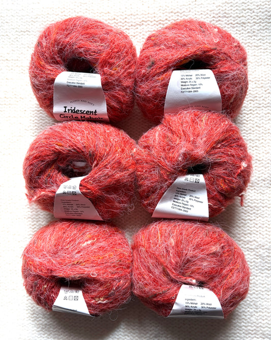 6 balls x 25g Mohair Wool yarn : Mohair + Wool + Acrylic + Polyester : 06 Persimmon