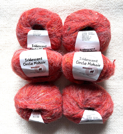 6 balls x 25g Mohair Wool yarn : Mohair + Wool + Acrylic + Polyester : 06 Persimmon