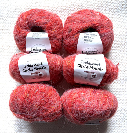 6 balls x 25g Mohair Wool yarn : Mohair + Wool + Acrylic + Polyester : 06 Persimmon