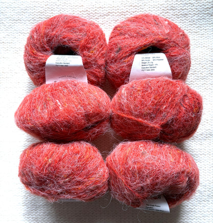 6 balls x 25g Mohair Wool yarn : Mohair + Wool + Acrylic + Polyester : 06 Persimmon