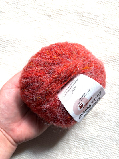6 balls x 25g Mohair Wool yarn : Mohair + Wool + Acrylic + Polyester : 06 Persimmon
