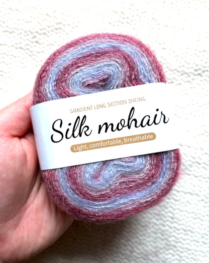 3 cakes x 50g Gradient Mohair Silk Yarn : Mohair + Silk+ Polyester : 03 Red