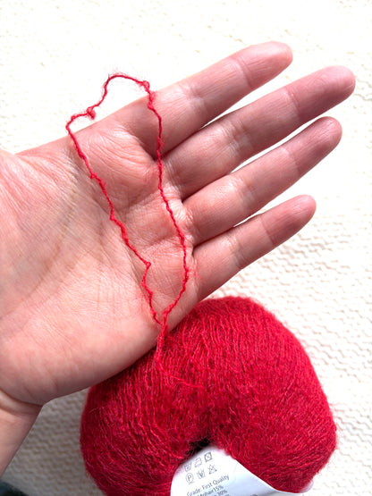 6 balls x 25g Alpaca Mohair yarn : Mohair + Alpaca + Acrylic : 22 Bright Red