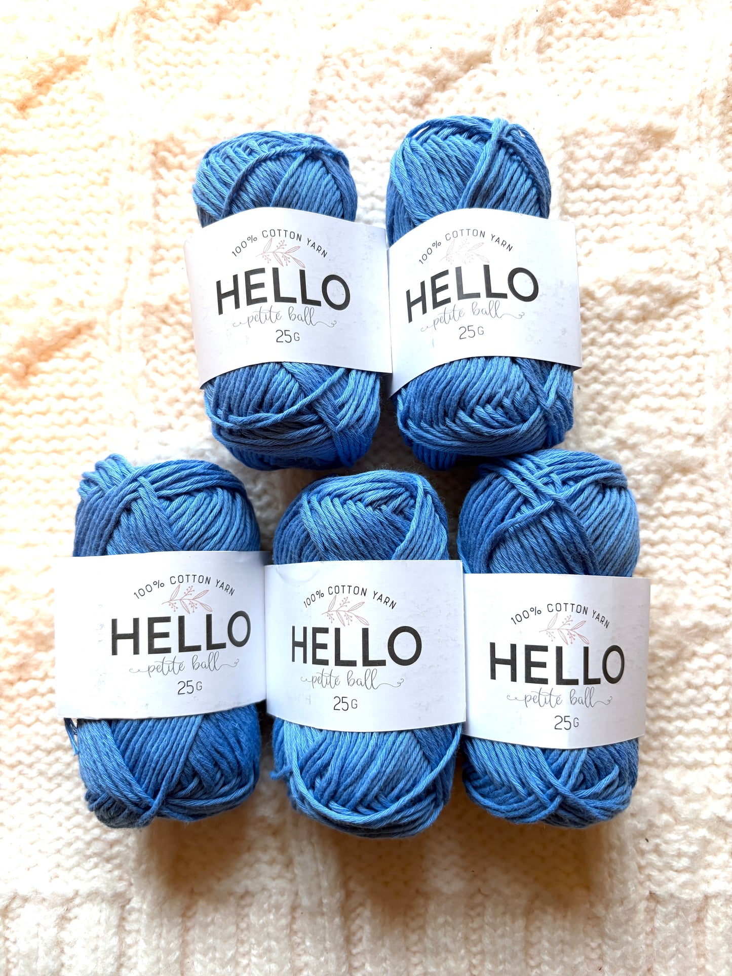 5 balls x 25g Hello Cotton Yarn 100% Cotton - 148 Little Boy