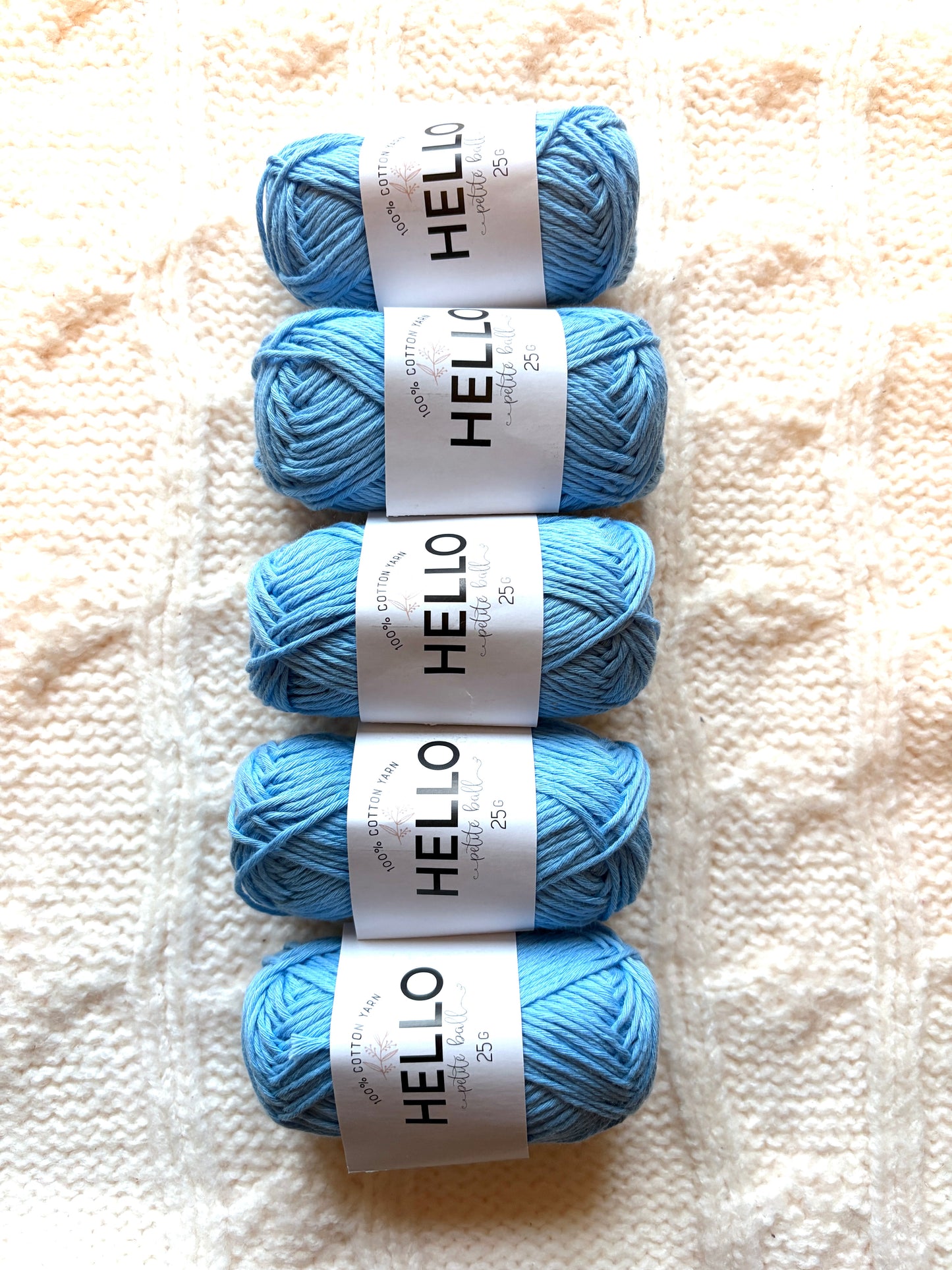 5 balls x 25g Hello Cotton Yarn 100% Cotton - 147 Bonnie Blue