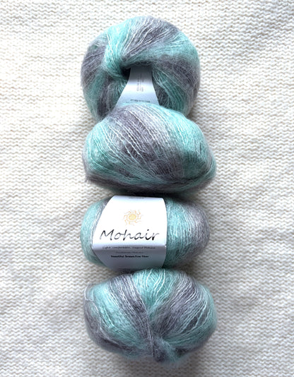 4 balls x 25g Cashmere Mohair yarn : Mohair + Wool + Cashmere + Nylon : Colour 17