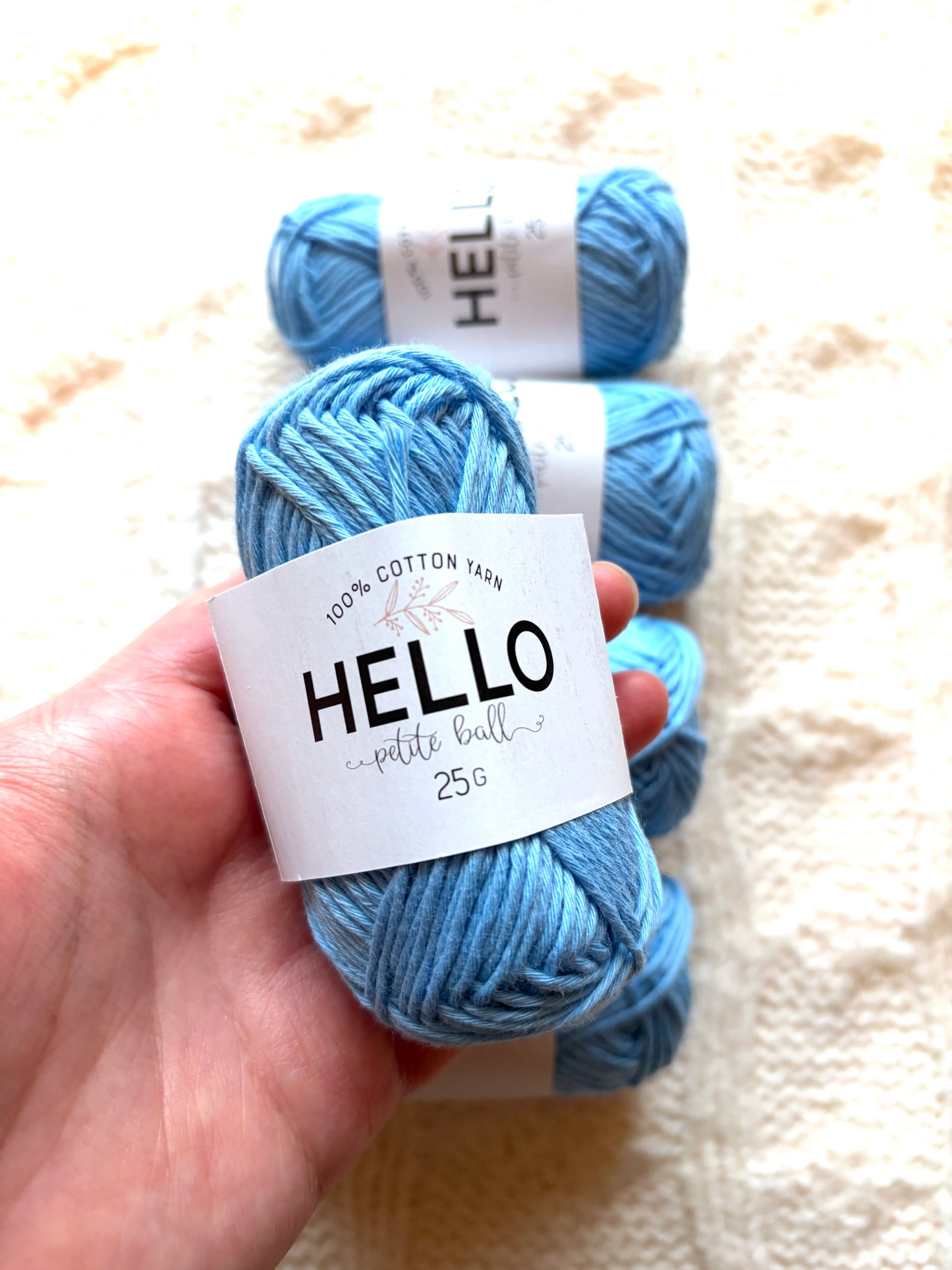5 balls x 25g Hello Cotton Yarn 100% Cotton - 147 Bonnie Blue