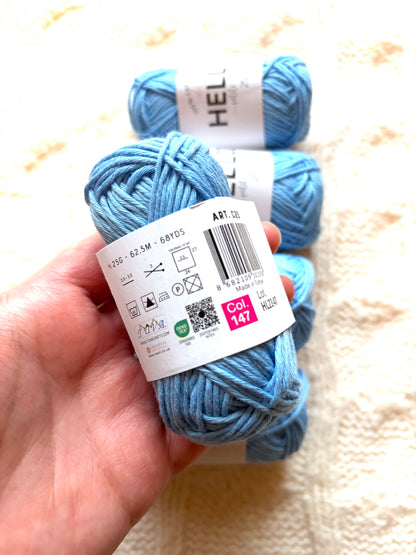 5 balls x 25g Hello Cotton Yarn 100% Cotton - 147 Bonnie Blue